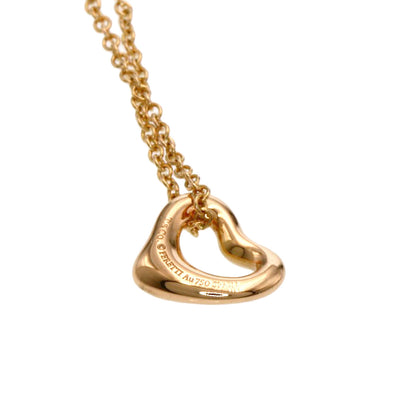 TIFFANY&Co. Open Heart Extra Small Necklace K18 Pink Gold Ladies [Used]