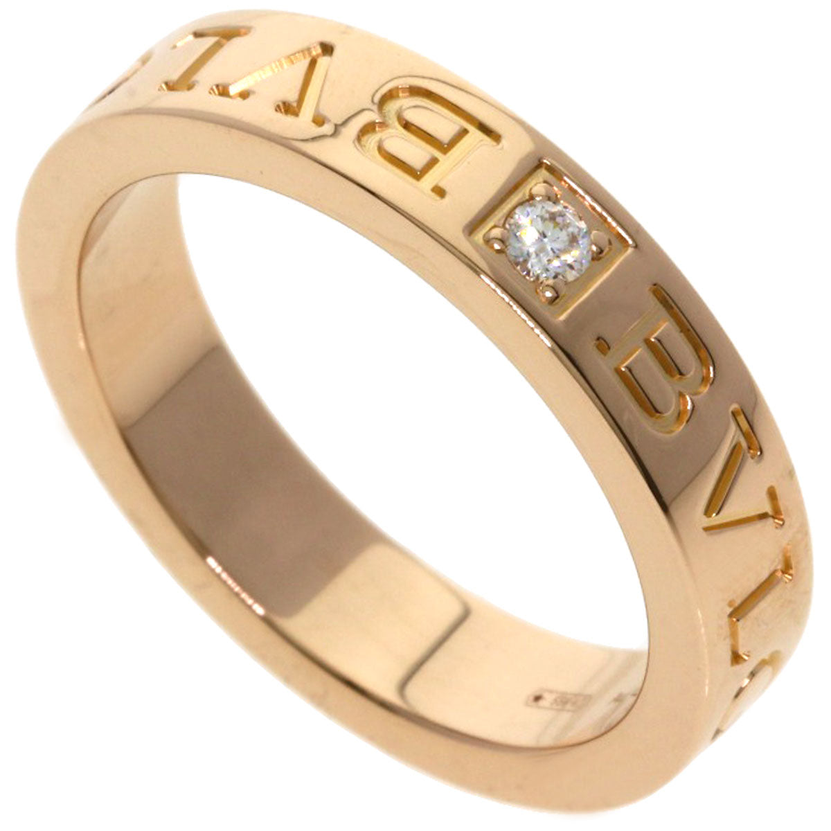 BVLGARI Double logo 1P Diamond Ring K18 Pink Gold Ladies [Used]