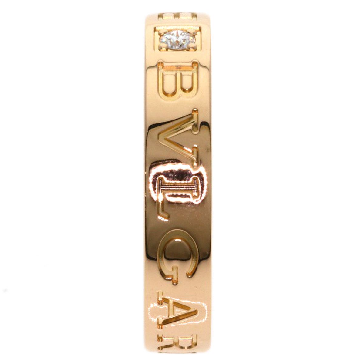 BVLGARI Double logo 1P Diamond Ring K18 Pink Gold Ladies [Used]