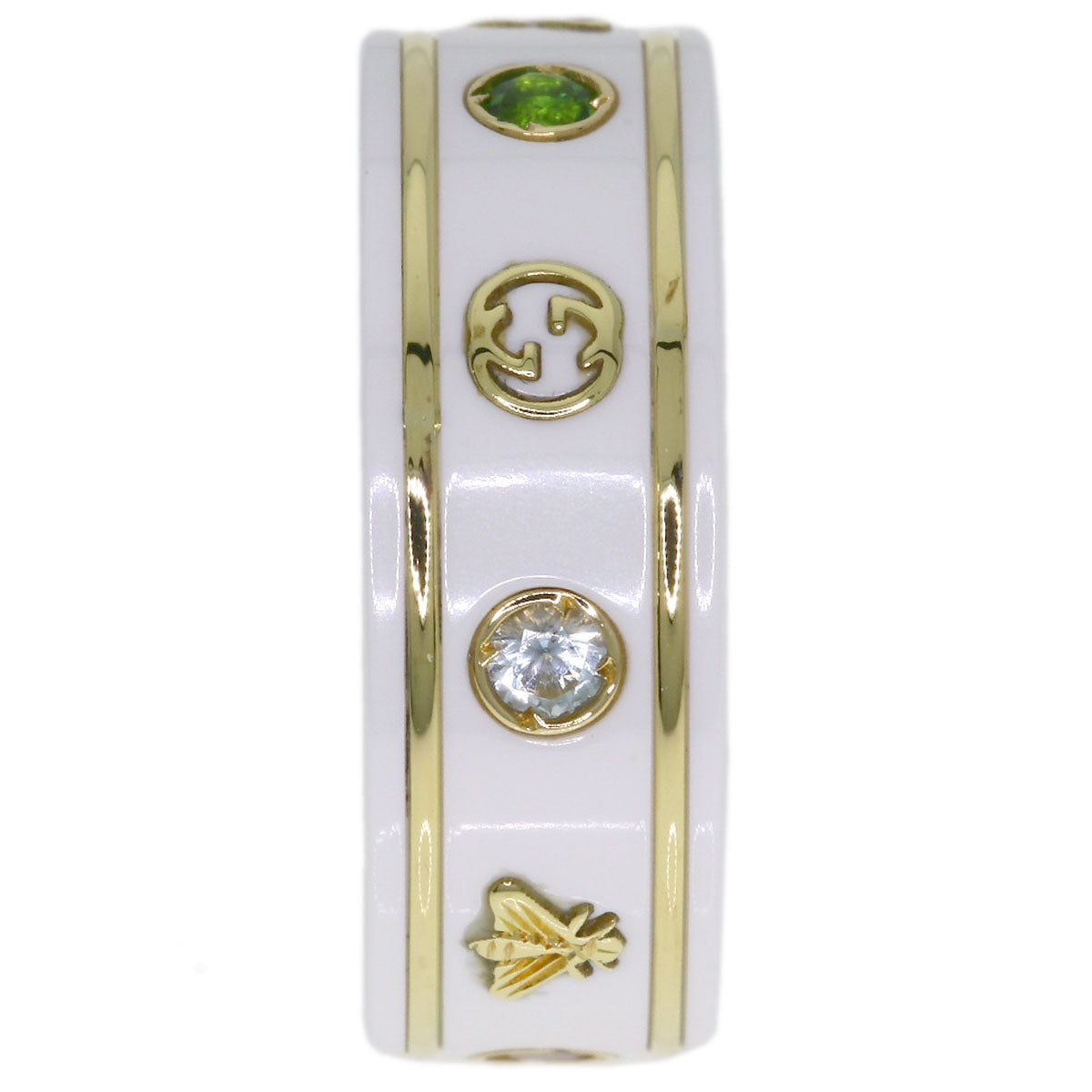 GUCCI Icon Multicolor Gemstone #9 Ring K18 Yellow Gold Ladies [Used]
