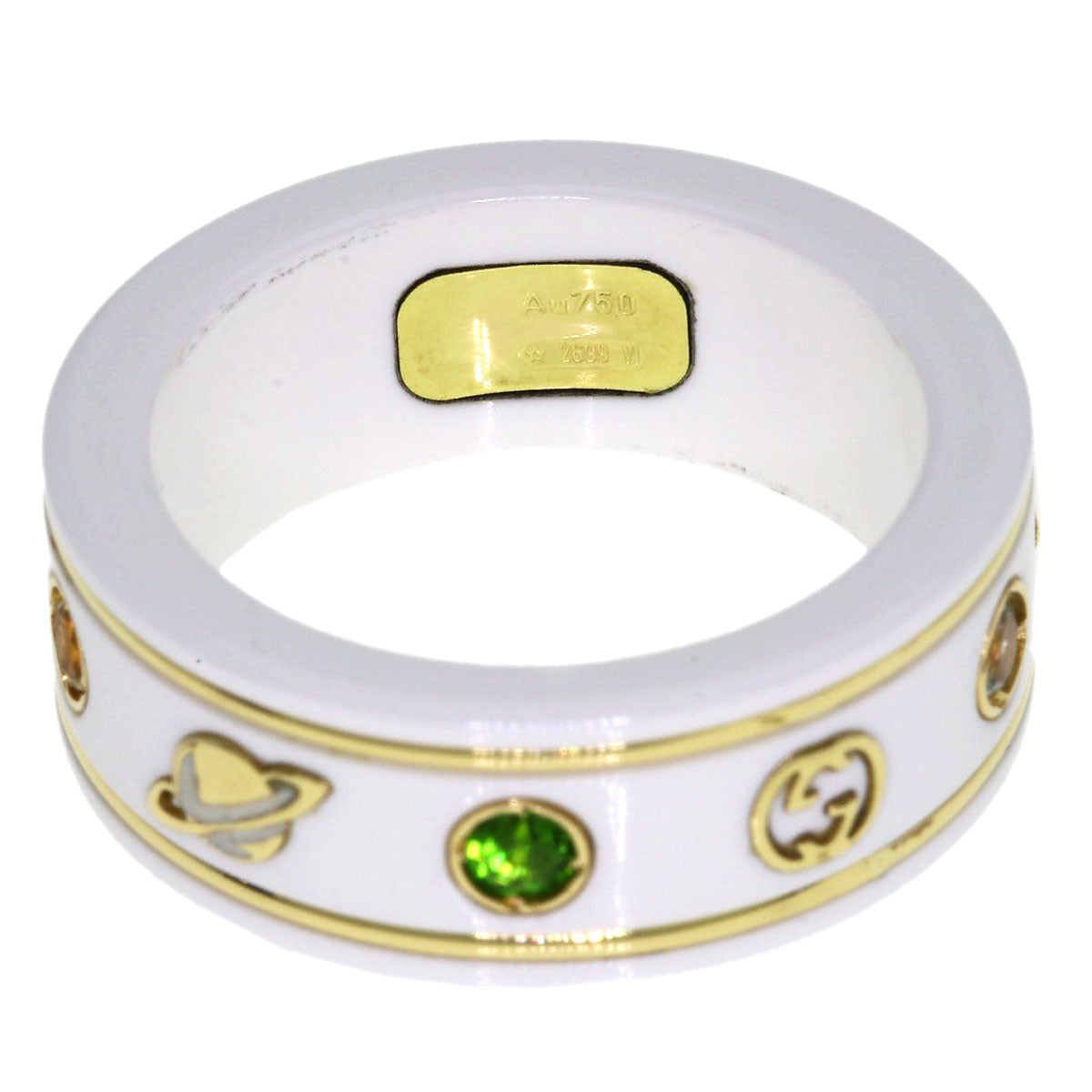 GUCCI Icon Multicolor Gemstone #9 Ring K18 Yellow Gold Ladies [Used]