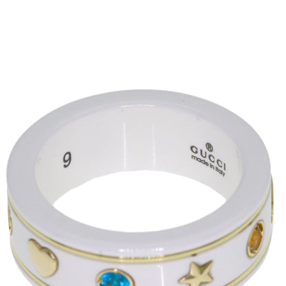GUCCI Icon Multicolor Gemstone #9 Ring K18 Yellow Gold Ladies [Used]