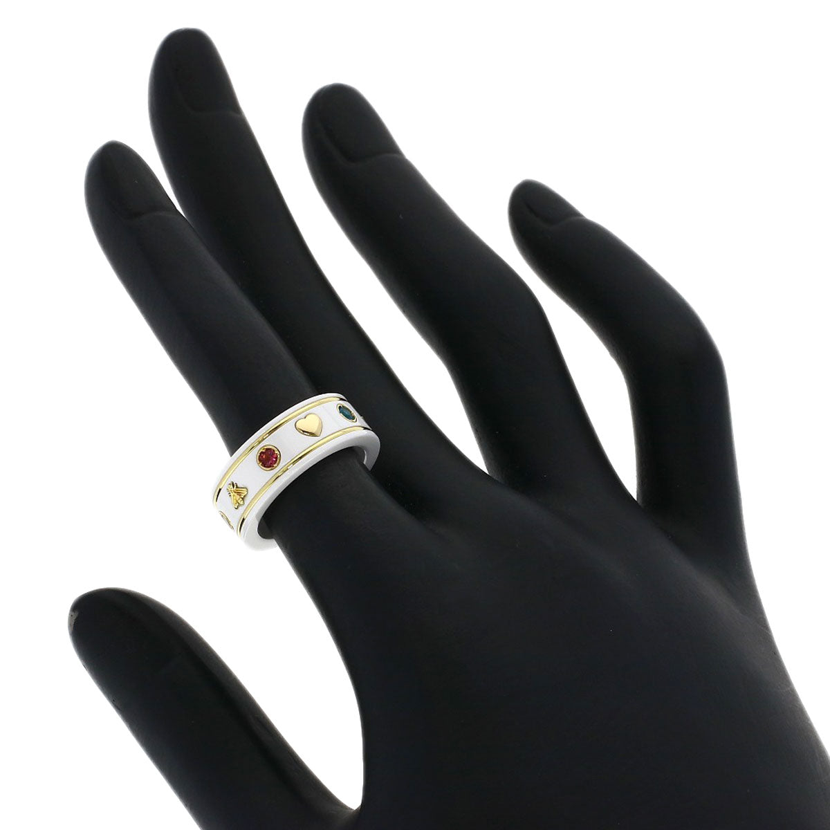 GUCCI Icon Multicolor Gemstone #9 Ring K18 Yellow Gold Ladies [Used]