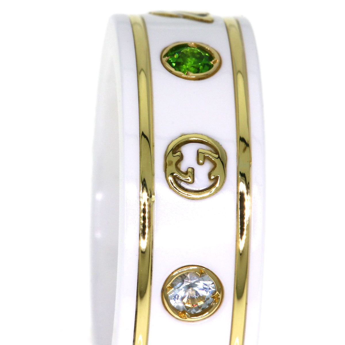GUCCI Icon Multicolor Gemstone #9 Ring K18 Yellow Gold Ladies [Used]