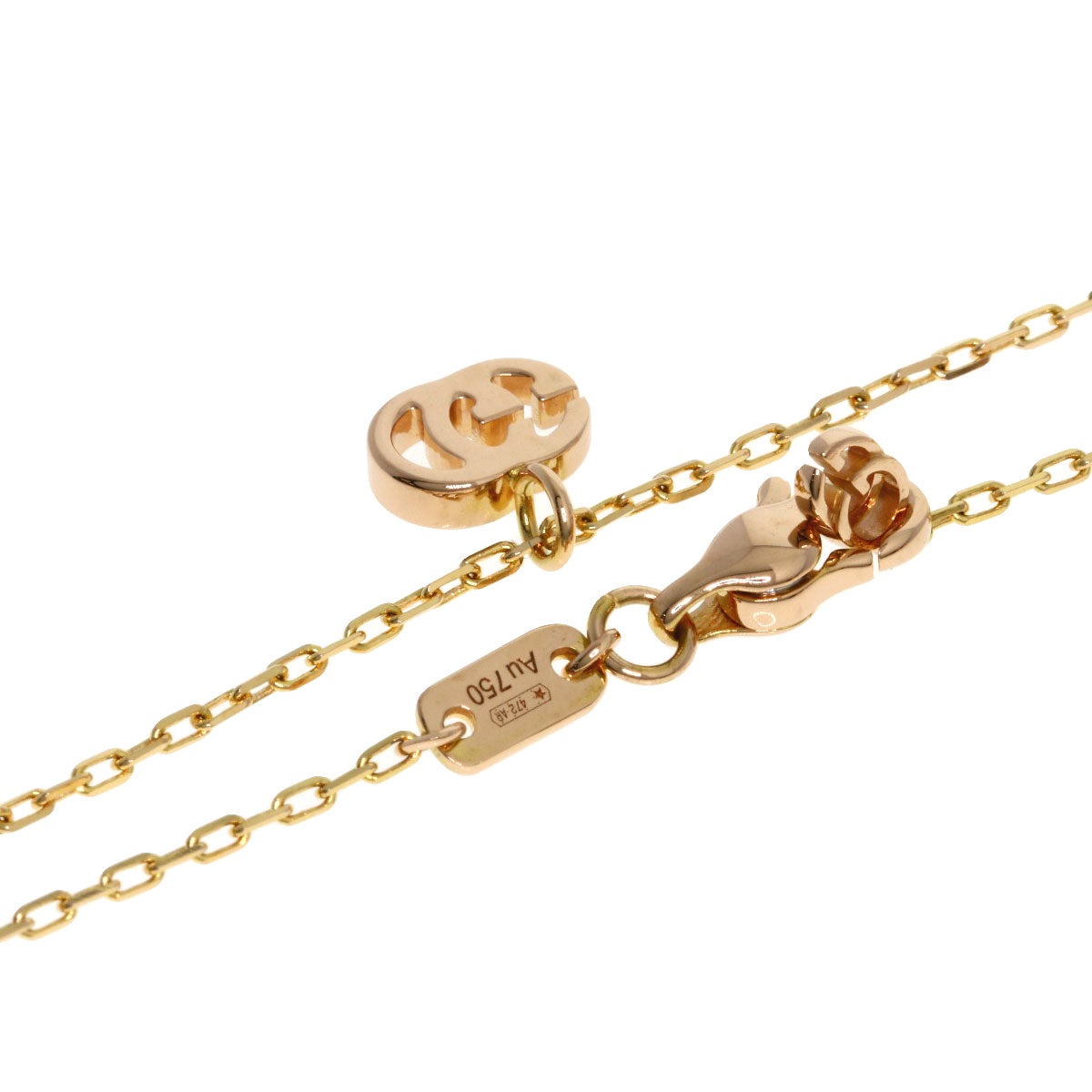 GUCCI Double G Necklace K18 Pink Gold Ladies [Used]