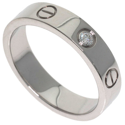 CARTIER Mini Love Ring with 1 Diamond, Size #48 Ring K18 White Gold Ladies [Used]