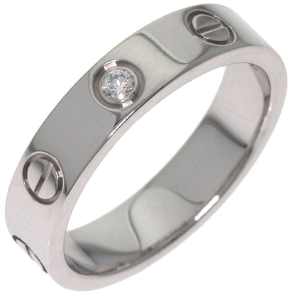 CARTIER Mini Love Ring with 1 Diamond, Size #48 Ring K18 White Gold Ladies [Used]