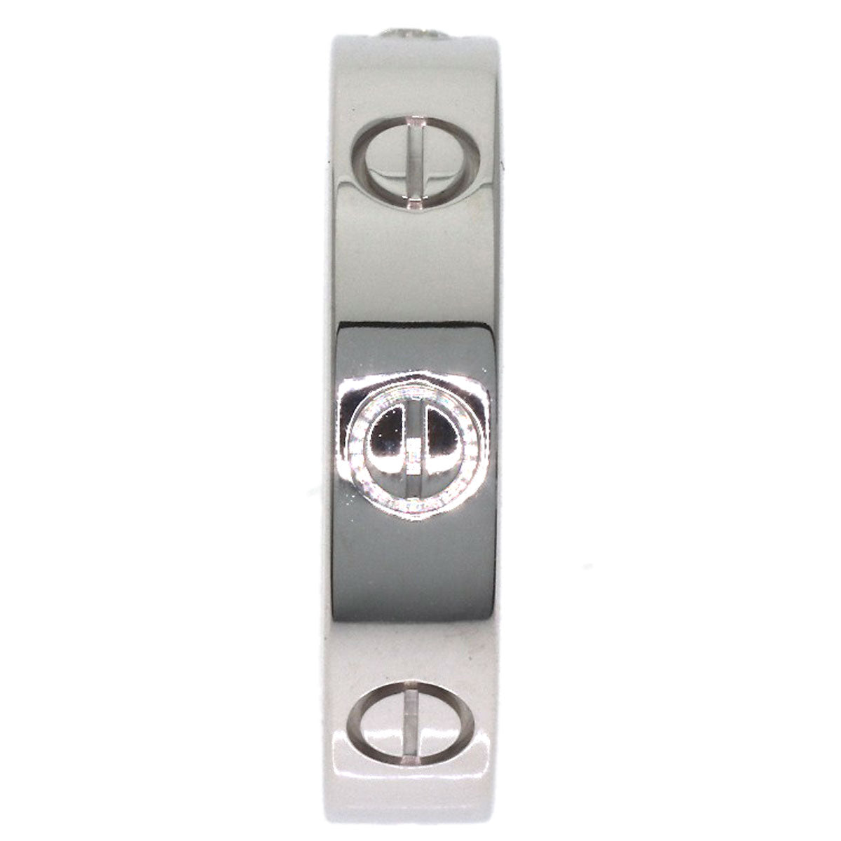 CARTIER Mini Love Ring with 1 Diamond, Size #48 Ring K18 White Gold Ladies [Used]