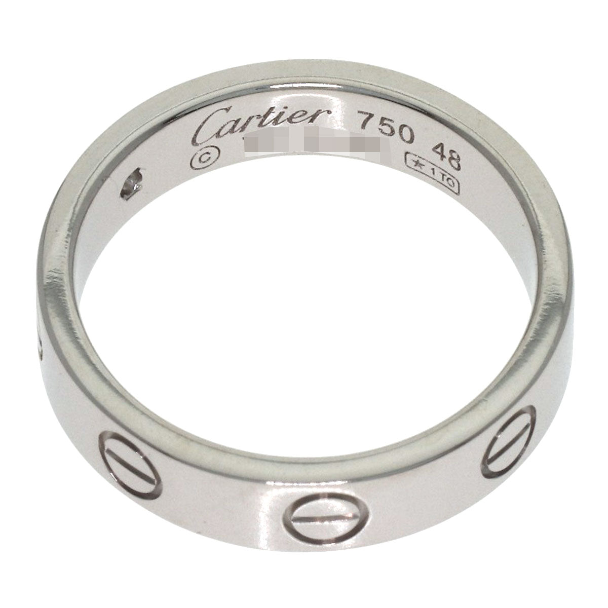 CARTIER Mini Love Ring with 1 Diamond, Size #48 Ring K18 White Gold Ladies [Used]