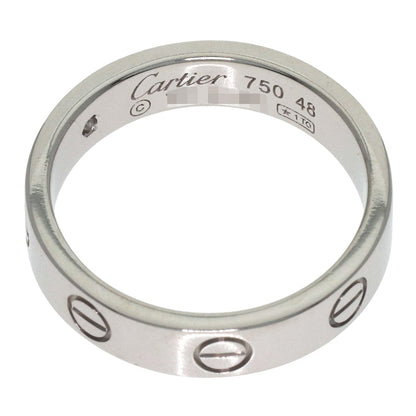 CARTIER Mini Love Ring with 1 Diamond, Size #48 Ring K18 White Gold Ladies [Used]