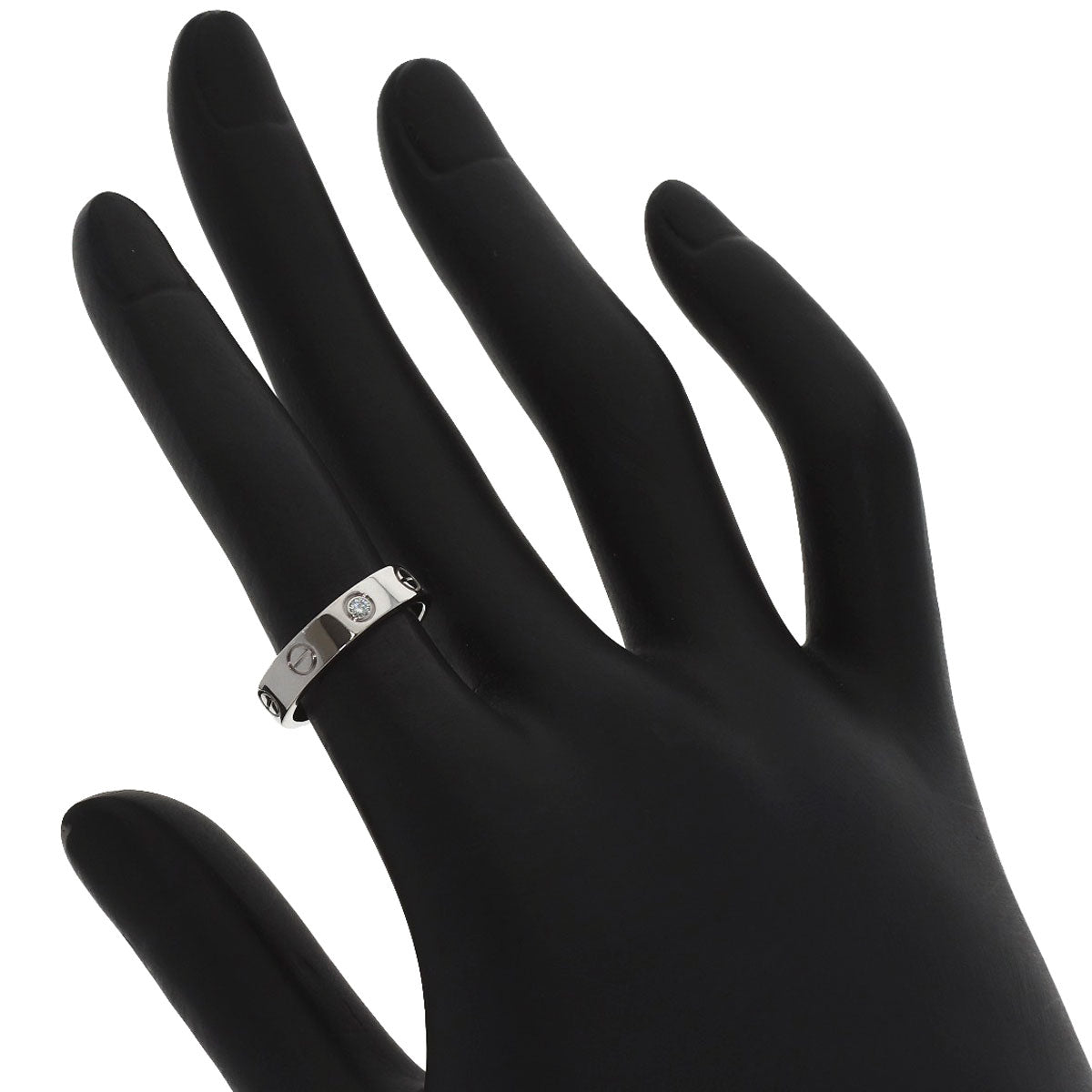 CARTIER Mini Love Ring with 1 Diamond, Size #48 Ring K18 White Gold Ladies [Used]