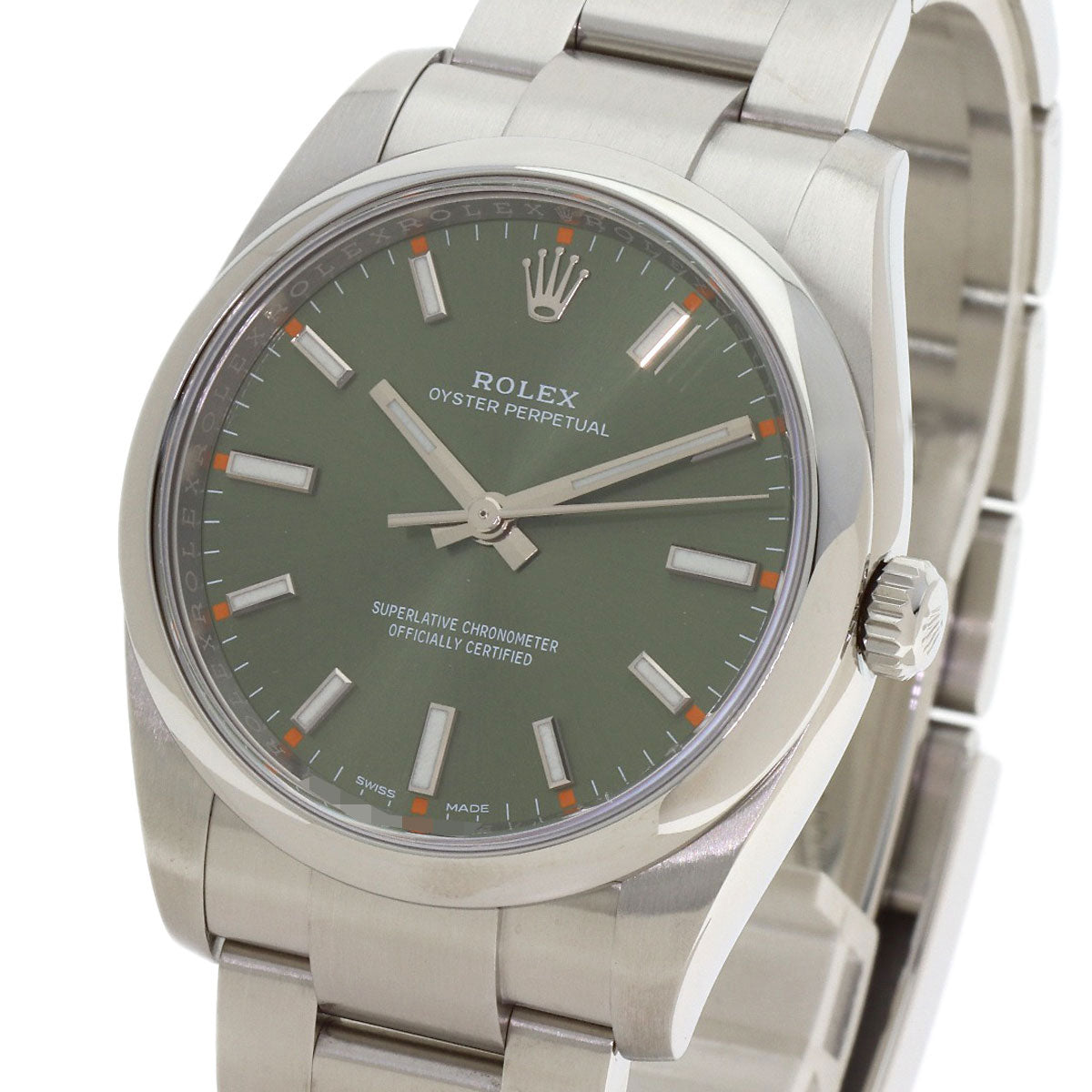 ROLEX Oyster Perpetual Olive Green Watches 114200 Stainless Steel/Stainless Steel mens