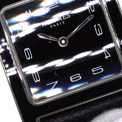 HERMES H-Watch Black Lacquer Watches HH1.521 Stainless Steel/Leather mens