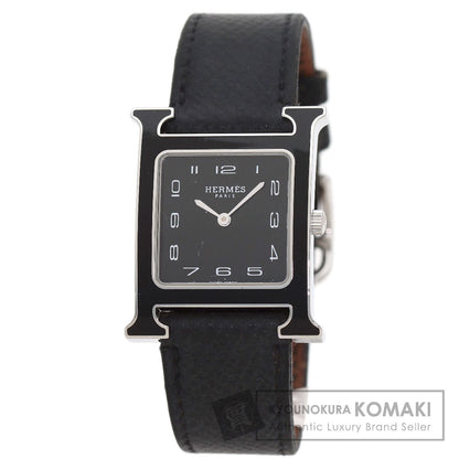 HERMES H-Watch Black Lacquer Watches HH1.521 Stainless Steel/Leather mens