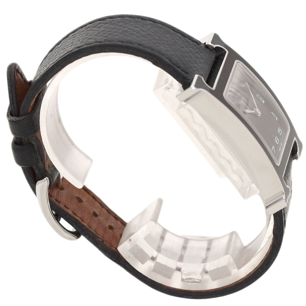 HERMES H-Watch Black Lacquer Watches HH1.521 Stainless Steel/Leather mens