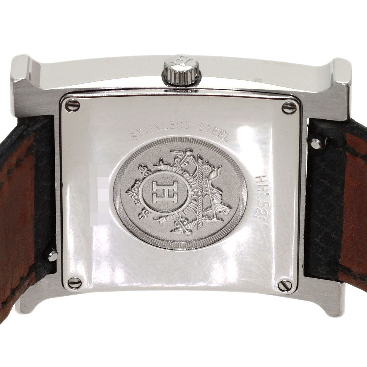 HERMES H-Watch Black Lacquer Watches HH1.521 Stainless Steel/Leather mens
