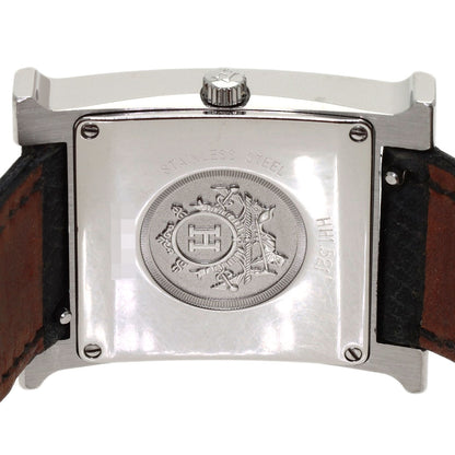 HERMES H-Watch Black Lacquer Watches HH1.521 Stainless Steel/Leather mens