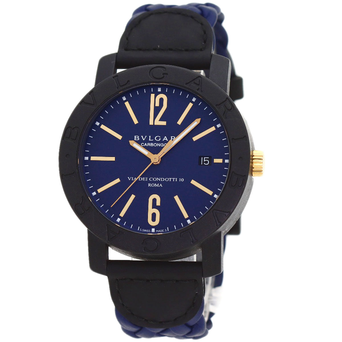 BVLGARI BVLGARI BVLGARI Carbon Gold Blue Watches BBP40BC carbon/Leather mens