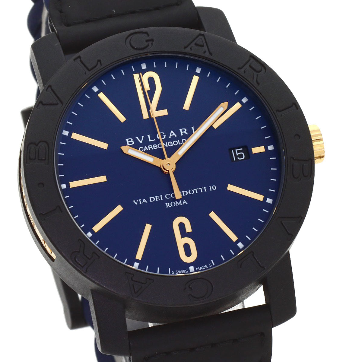 BVLGARI BVLGARI BVLGARI Carbon Gold Blue Watches BBP40BC carbon/Leather mens