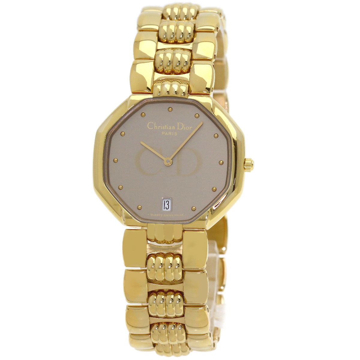 CHRISTIAN DIOR Octagon Watches D25-154 Gold Plated/Gold Plated mens