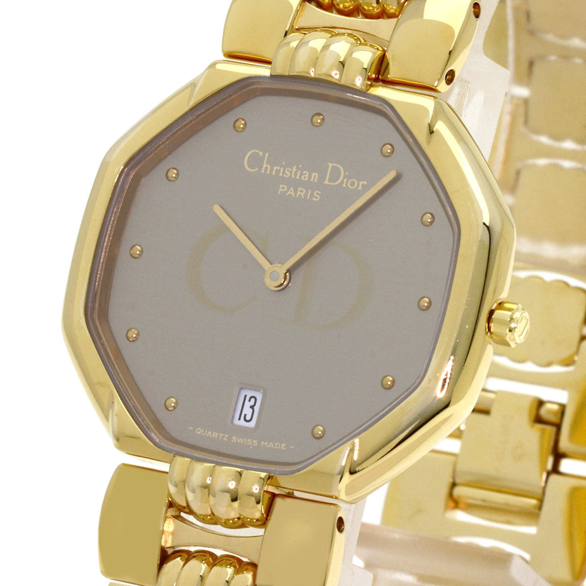 CHRISTIAN DIOR Octagon Watches D25-154 Gold Plated/Gold Plated mens