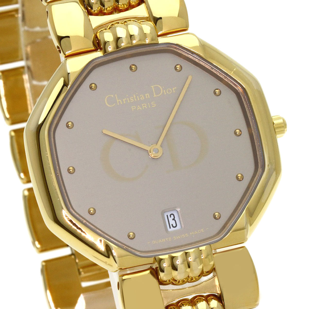 CHRISTIAN DIOR Octagon Watches D25-154 Gold Plated/Gold Plated mens