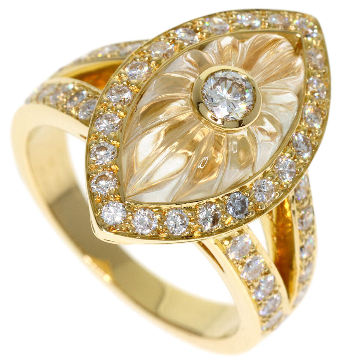 Boucheron Quartz Crystal Diamond Ring K18 Yellow Gold Ladies [Used]