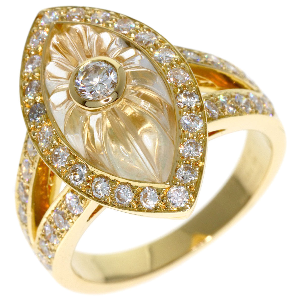 Boucheron Quartz Crystal Diamond Ring K18 Yellow Gold Ladies [Used]