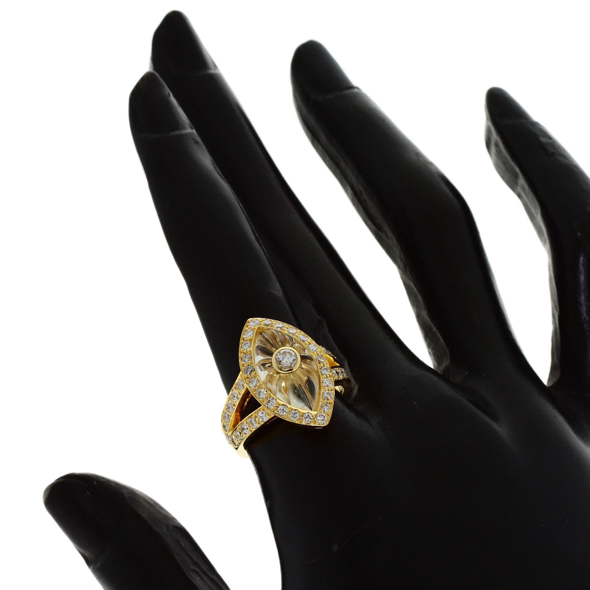 Boucheron Quartz Crystal Diamond Ring K18 Yellow Gold Ladies [Used]