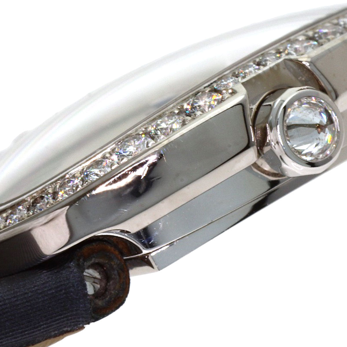 CARTIER Mini Baignoire Watches WB520027 K18 White Gold/Satin & Leather Ladies