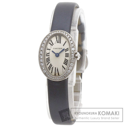 CARTIER Mini Baignoire Watches WB520027 K18 White Gold/Satin & Leather Ladies