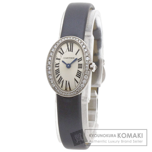 CARTIER Mini Baignoire Watches WB520027 K18 White Gold/Satin & Leather Ladies