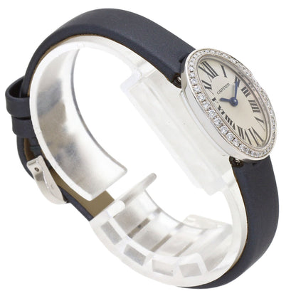 CARTIER Mini Baignoire Watches WB520027 K18 White Gold/Satin & Leather Ladies