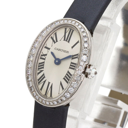 CARTIER Mini Baignoire Watches WB520027 K18 White Gold/Satin & Leather Ladies