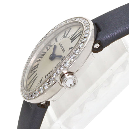CARTIER Mini Baignoire Watches WB520027 K18 White Gold/Satin & Leather Ladies