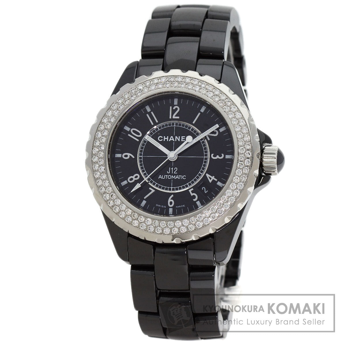 CHANEL J12 1.5" Double Diamond Bezel Watches H0950 Ceramic/Ceramic mens