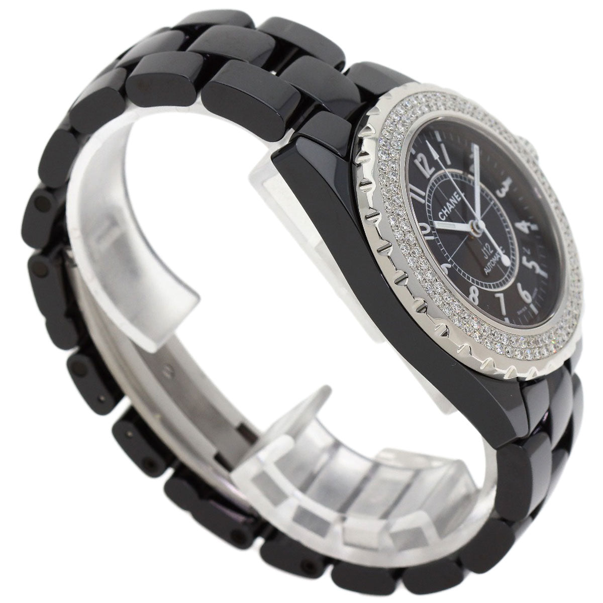 CHANEL J12 1.5" Double Diamond Bezel Watches H0950 Ceramic/Ceramic mens