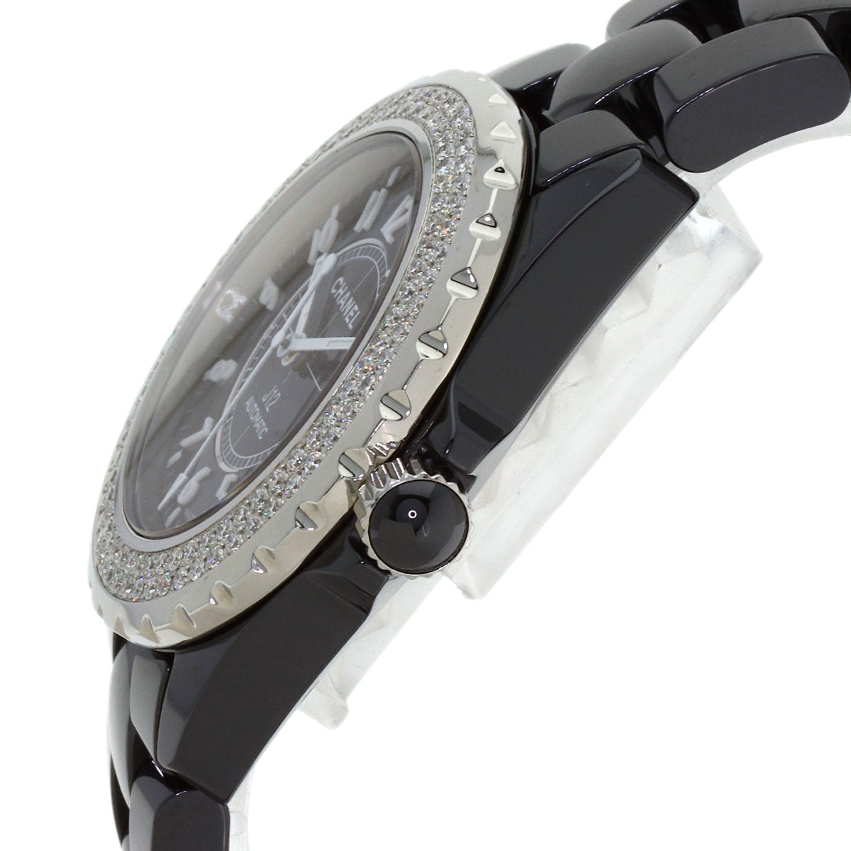 CHANEL J12 1.5" Double Diamond Bezel Watches H0950 Ceramic/Ceramic mens