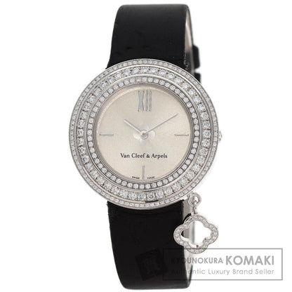 Van Cleef & Arpels Charm Watch 1.3" Triple Diamond Bezel Watches VCARM95300 K18 White Gold/Leather Ladies