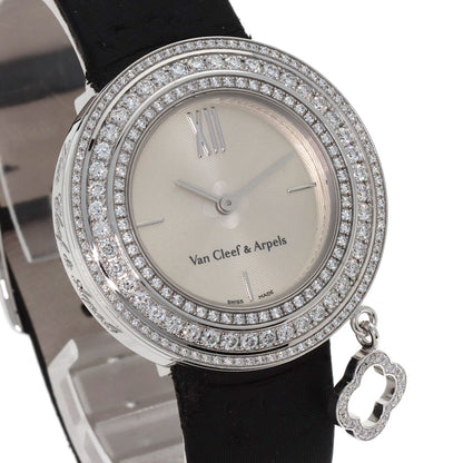 Van Cleef & Arpels Charm Watch 1.3" Triple Diamond Bezel Watches VCARM95300 K18 White Gold/Leather Ladies