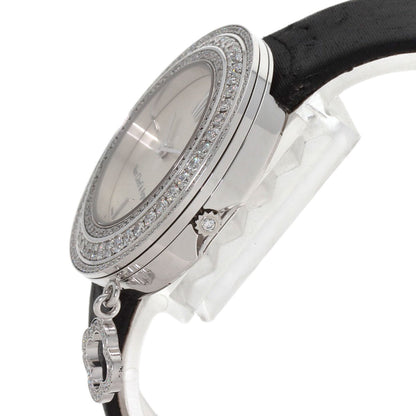 Van Cleef & Arpels Charm Watch 1.3" Triple Diamond Bezel Watches VCARM95300 K18 White Gold/Leather Ladies