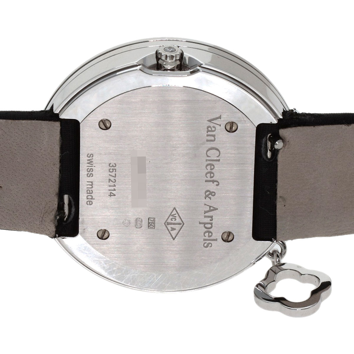 Van Cleef & Arpels Charm Watch 1.3" Triple Diamond Bezel Watches VCARM95300 K18 White Gold/Leather Ladies