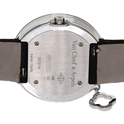Van Cleef & Arpels Charm Watch 1.3" Triple Diamond Bezel Watches VCARM95300 K18 White Gold/Leather Ladies