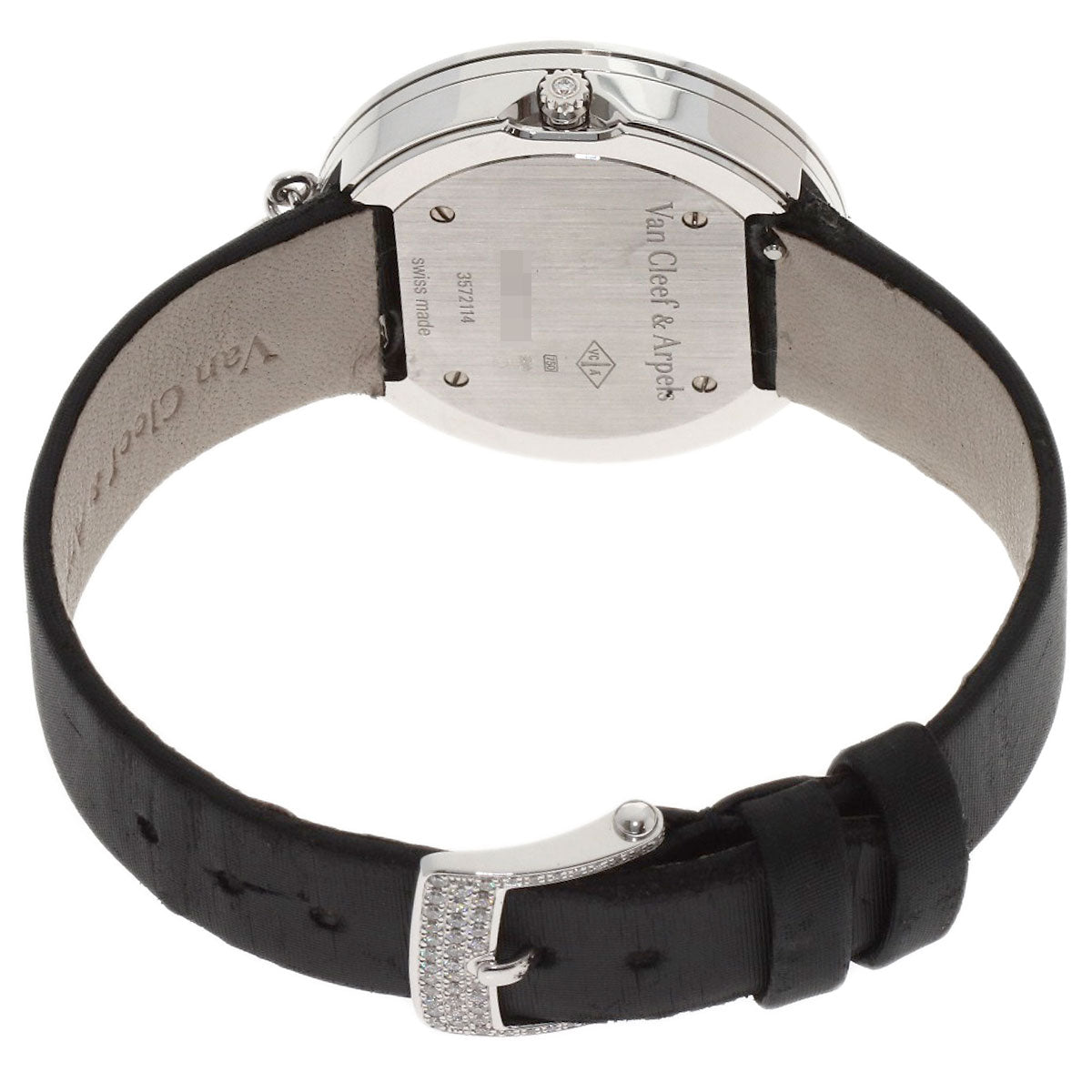 Van Cleef & Arpels Charm Watch 1.3" Triple Diamond Bezel Watches VCARM95300 K18 White Gold/Leather Ladies