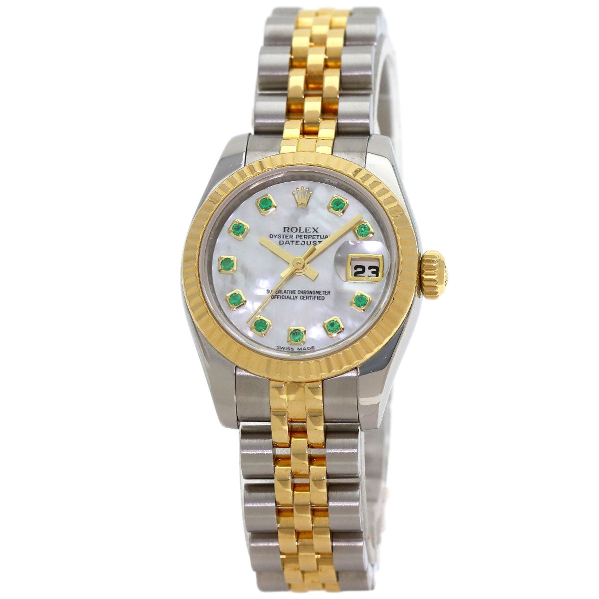 ROLEX Datejust 10P Emerald Watches 179173NGE Stainless Steel/SSxK18YG Ladies
