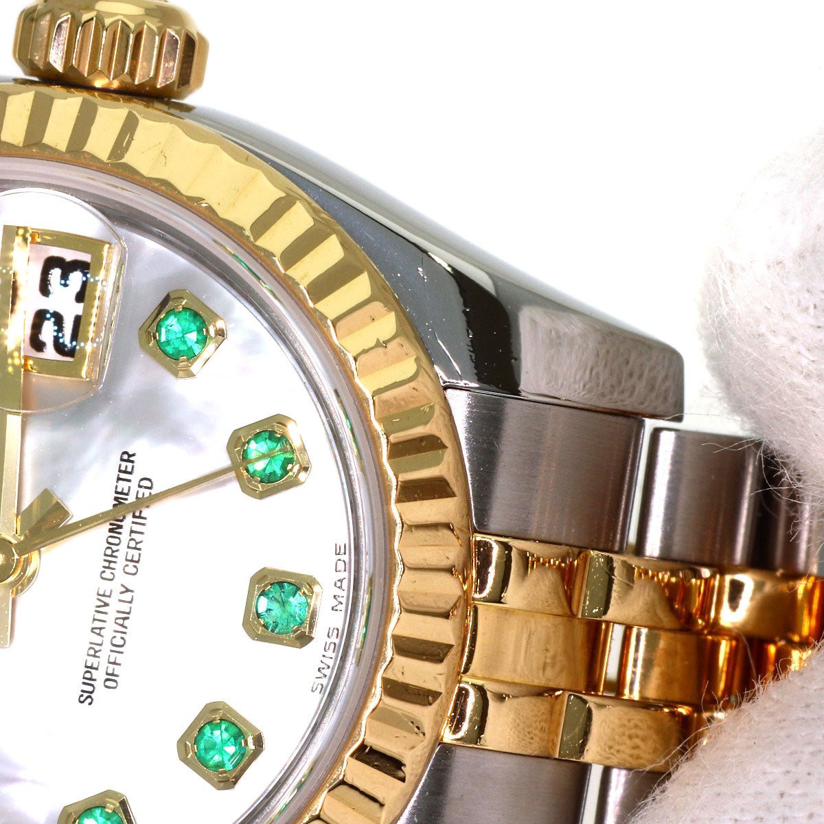 ROLEX Datejust 10P Emerald Watches 179173NGE Stainless Steel/SSxK18YG Ladies