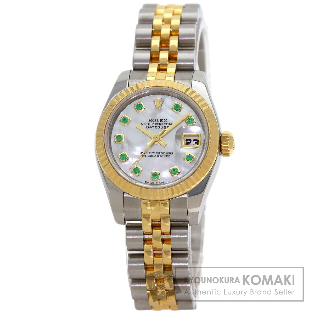 ROLEX Datejust 10P Emerald Watches 179173NGE Stainless Steel/SSxK18YG Ladies