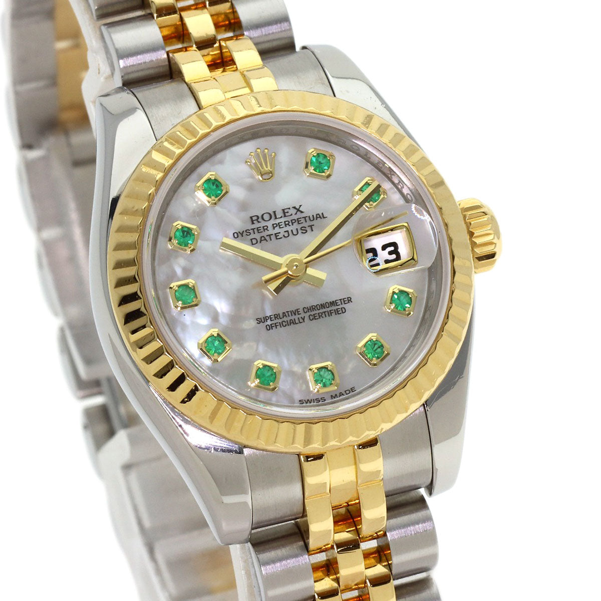ROLEX Datejust 10P Emerald Watches 179173NGE Stainless Steel/SSxK18YG Ladies