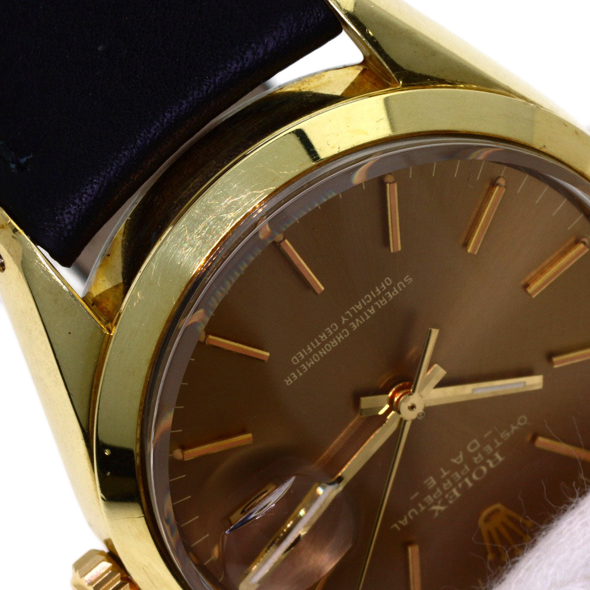 ROLEX Oyster Perpetual 1970 Watches 1550 Gold Plated/Leather mens
