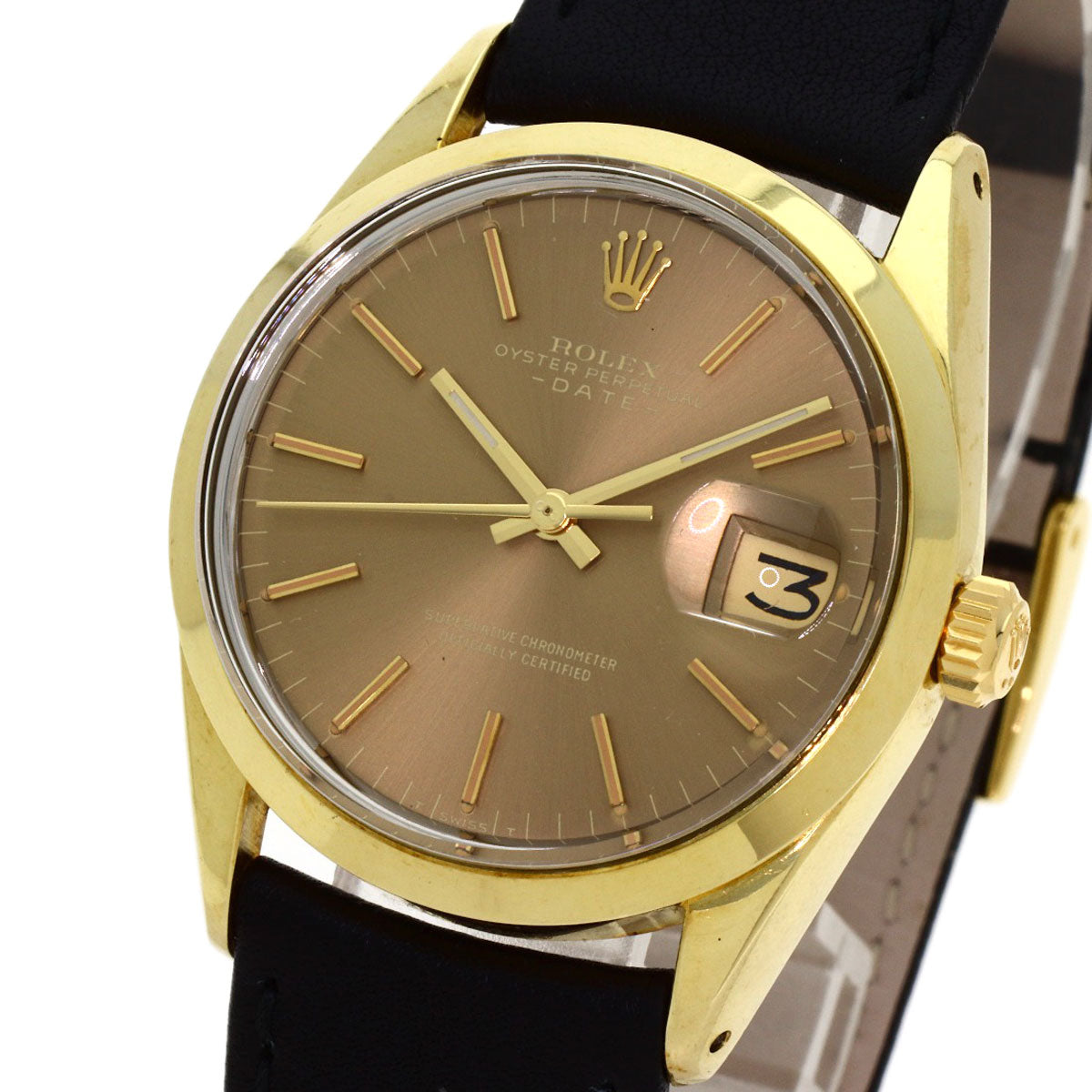 ROLEX Oyster Perpetual 1970 Watches 1550 Gold Plated/Leather mens